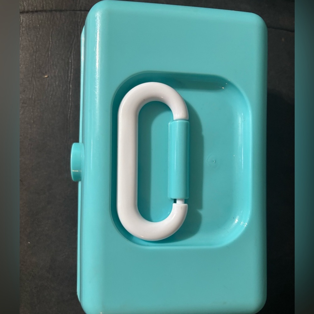 Turquoise and White Portable Storage Box